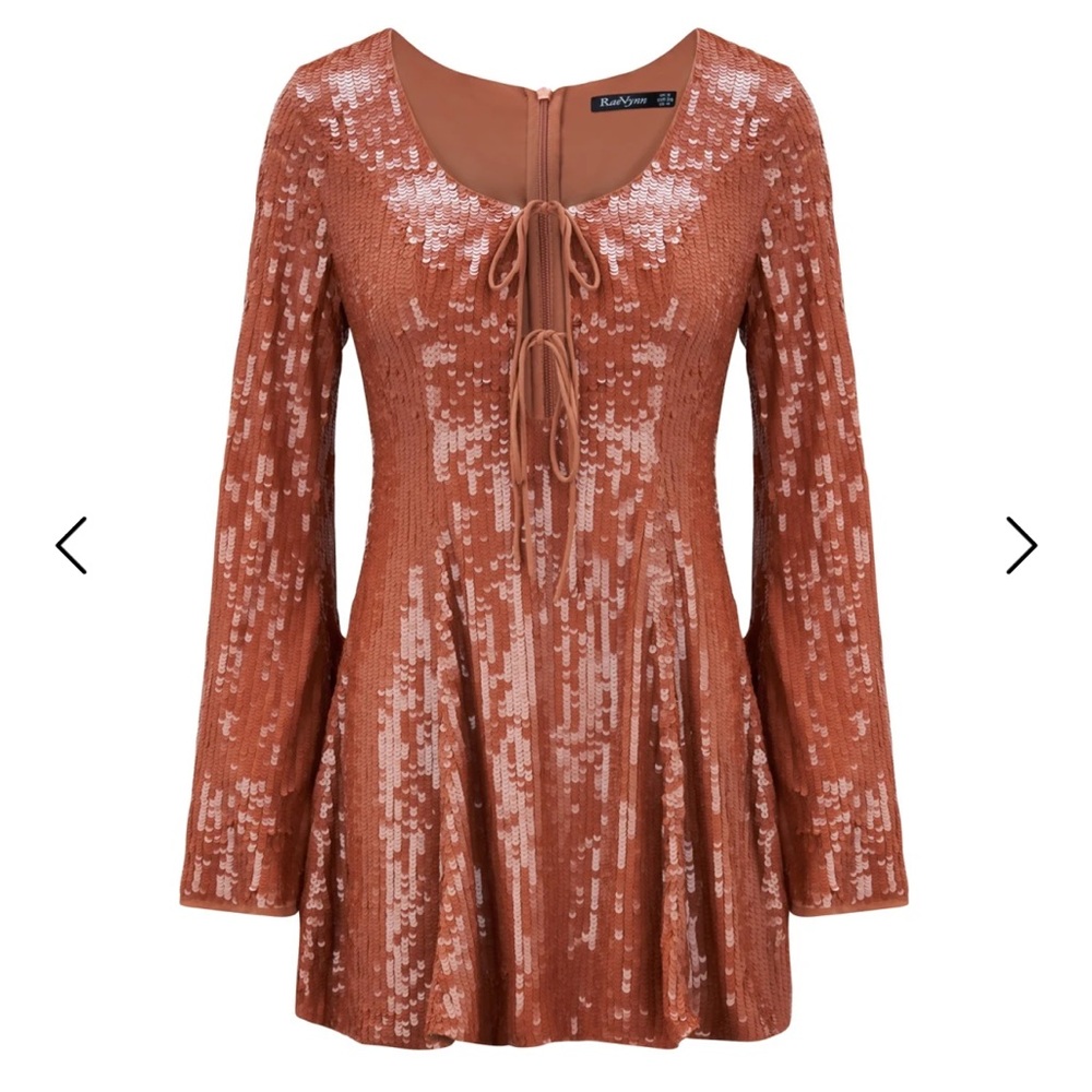 NWT RaeVynn Harlow sequin dress in caramel